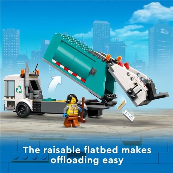 City Recycling Truck, Toy Vehicle Set with 3 Sorting Bins, Gift Idea for Kids - Picture 4 of 7